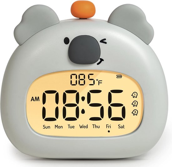3-in-1 Digitaler Kinderwecker Dimmbares Nachtlicht Und Schlaftrainer Kabellos Und Wiederaufladbar Per Usb-c Mit Schlummerfunktion Bpa-frei Sicher