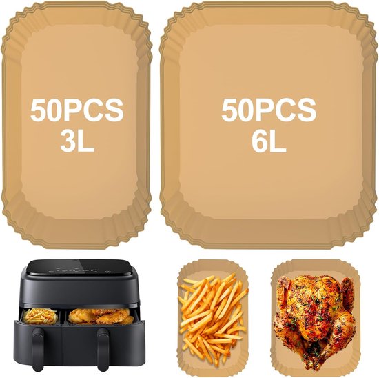 100 Blatt Backpapier, Passend Für Philips Airfryer Dual Basket Serie 3000/5000, Passend Für Tefal Dual Chamber, 6/3 L