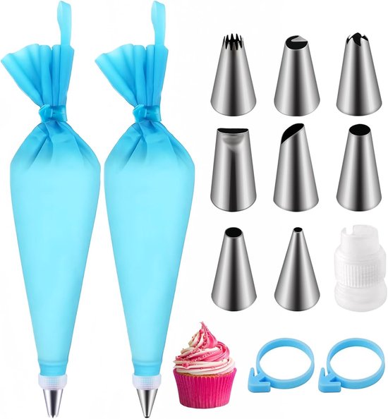 Spritzbeutel Für Gebäck – 8 Tüllen Und 2 Wiederverwendbare Spritzbeutel