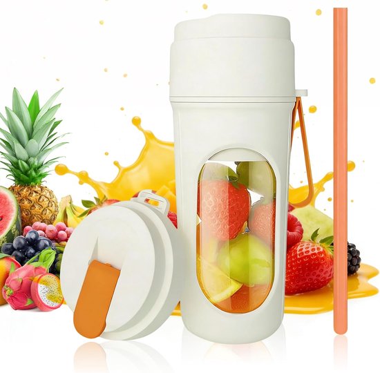Kabelloser, Tragbarer Sahnemixer Mit 12 Klingen, Doppeldeckel, Strohhalm Und Sicherheitsverriegelung Usb C Aufladbar, Für Smoothies Und Frische S