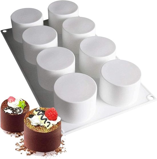Zylindrische Backform – Mousse-kuchenform – Dessertform – 8 Mulden – 11,7 X 6,8 Cm