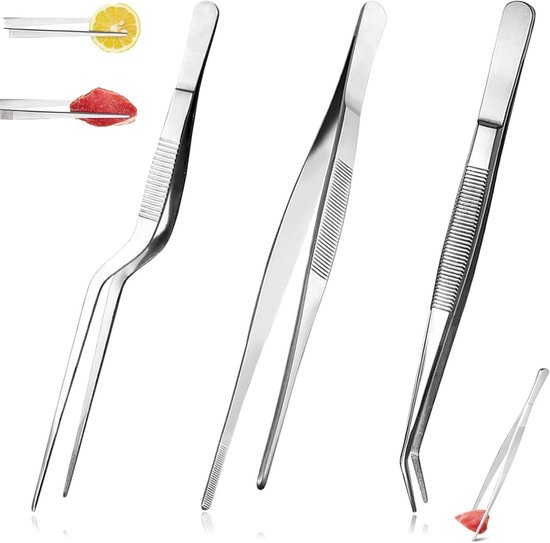 3er-set Küchenpinzetten Aus Edelstahl Zum Kochen, Grillen Und Dekorieren – Ideal Für Meeresfrüchte Und Grillgerichte