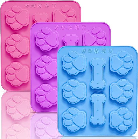 3er-pack Silikonformen Mit Welpenpfoten Und Knochenform 2-in-1 Wiederverwendbare Antihaft-eiswürfelformen Und Flexible Pralinenformen Für Pudding