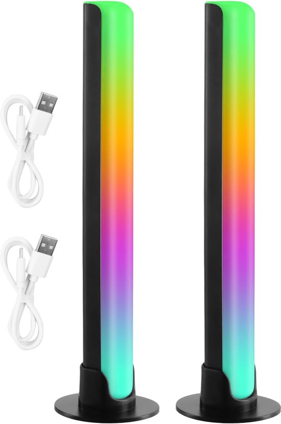 Rgb-led-leiste 2 Stück 21 Cm Musiksynchronisation Mehrfarbiges Und Dynamisches Stimmungslicht Für Spielzimmer Pc-hintergrundbeleuchtung Keine App