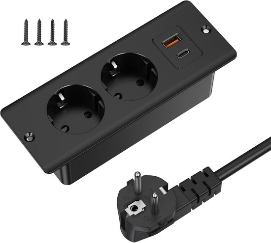 Stellar Unterputz Steckdose Tischsteckdose 1 Usb Und 1 Typ C Anschluss Unterputz Steckdosenleiste 2 M Kabel Doppelstecker