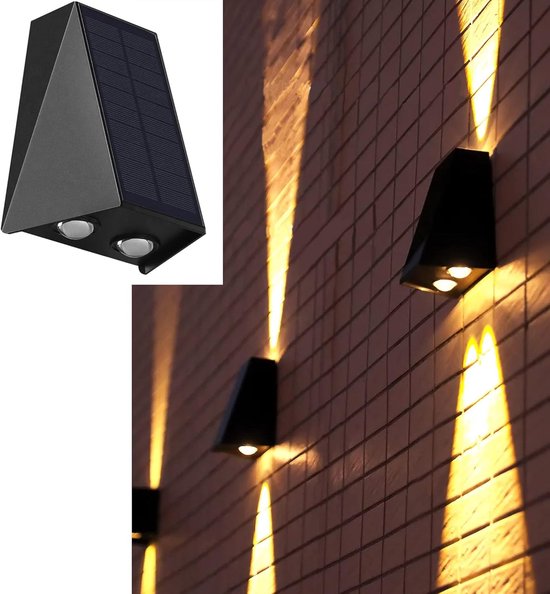 Solar-wandstrahler, Klare Wandleuchte, Kabellos, Auf- Und Abwärtsbeleuchtung, 1300 Mah, Warmweißes Licht, Moderne Premium-solar-außenwandleuchte
