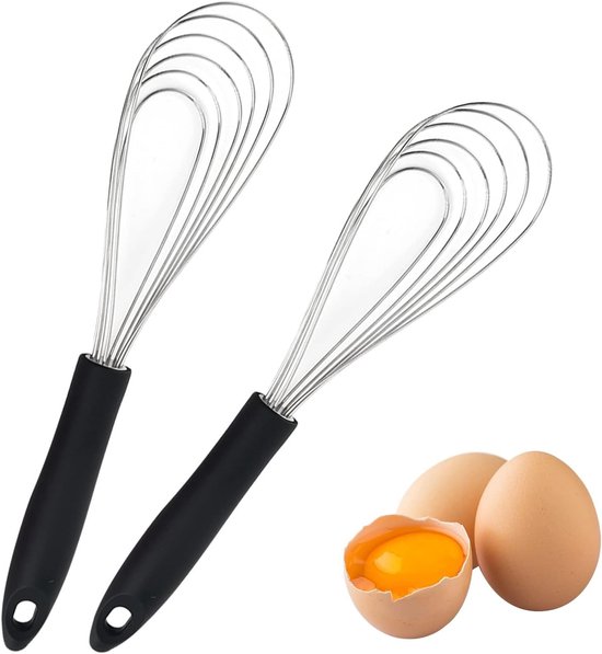 Schwarzer Silikon-schneebesen Edelstahl-set 27 7 Cm 2-teiliger Schneebesen Küchen-schneebesen Schneebesen Zum Mischen Rühren Von Teig Eiern Für