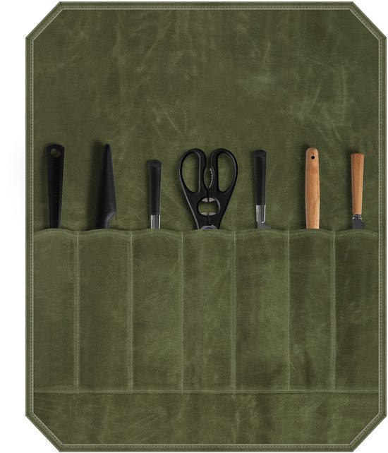 Tragbare Messertasche Mit 7 Fächern Tragbare Messertasche Für Kochmesser 55x45cm Tragbare Kochmessertasche Aus Gewachstem Canvas Für Küchenmesser