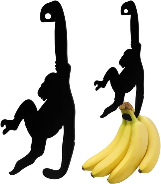 Zwei Bananenhalter Mit Affenmotiv. Niedliche Haken. Geeignet Für Die Küche, Ideal Für Bananen Oder Andere Leichte Küchenutensilien.