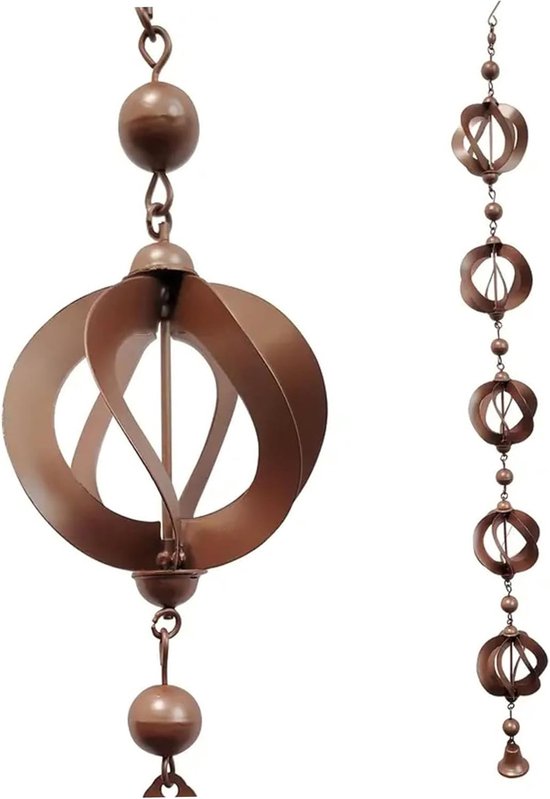 Regenkette – Metallene Regenfängerkette Mit Windspiel – 108 Cm