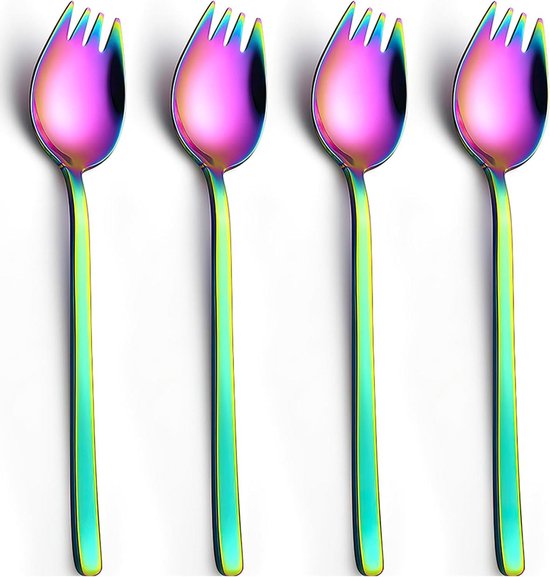 Orivio 4er-set Gabel-löffel Aus Edelstahl Multifunktional Für Abendessen Suppe Salat Und Mehr 19 Cm Lang Ideal Für Familien-campingausflüge Und