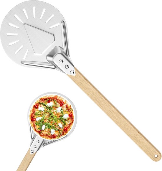 Pizzaschieber – Pizzawender Aus Aluminium – Mit Holzgriff – 55 Cm – Pizzaschieber Für Selbstgemachte Pizza