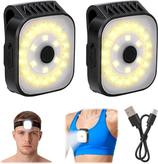 Lauflicht Zum Joggen Mit Usb-anschluss, 2 Led-klemmleuchten Mit 4 Leuchtmodi, Sicherheitslicht Für Läufer, Camping Und Wandern