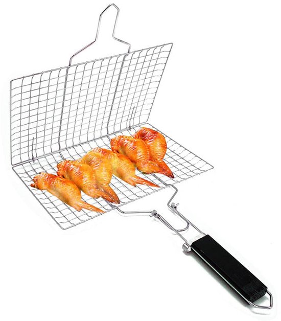Grillbesteck-set – Klappbarer Edelstahl-grill Für Den Außenbereich, Abnehmbarer Quadratischer Grillrost 49,5 X 32,5 X 1,5 Cm