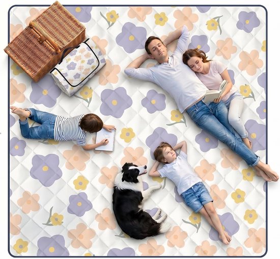 Picknickdecke 200x200 Cm Campingunterlage Faltbare Picknickmatte Mit Griff Picknickdecke Wasserdichte Stranddecke Für Camping Garten Strand Lila