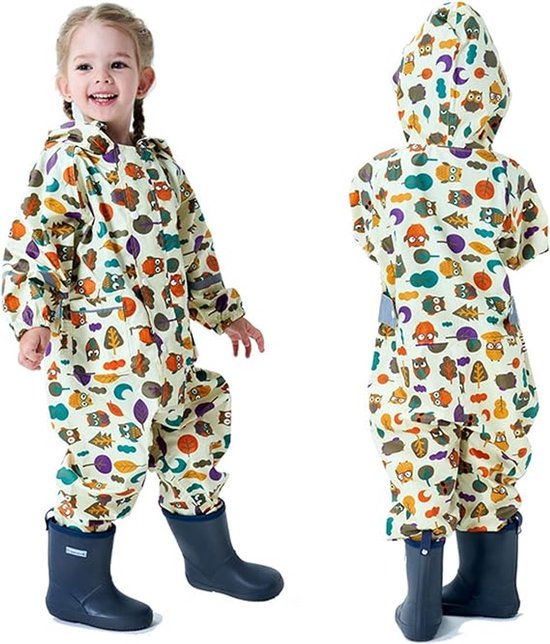 Regenmantel-set Für Kinder, Kapuzen-einteiler Mit Reißverschluss Und Cartoon-aufdruck Für Jungen Und Mädchen, Wasserdichter Regenmantel, (m)