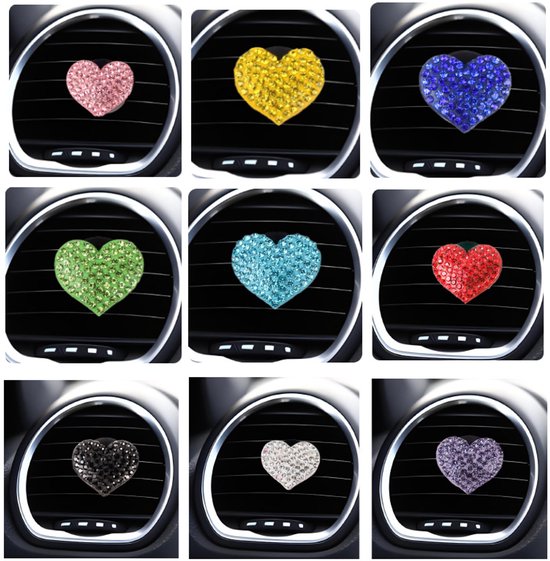 9er-set Auto-lufterfrischer-clips Auto-dekoration Heimdeko-clip Aromatherapie-glitzer-strass-auto-lufterfrischer-clips Herz-dekoration Für Und
