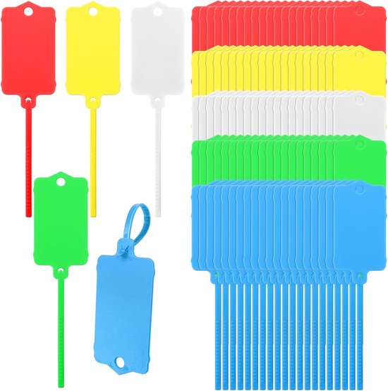 Packung Mit 100 Wasserfesten Versandetiketten, 3,7 X 6,3 Cm, Beschreibbar Mit Verschlussstreifen, Kabelbinderetiketten Für Schlüssel, Gepäck Und Logistik.