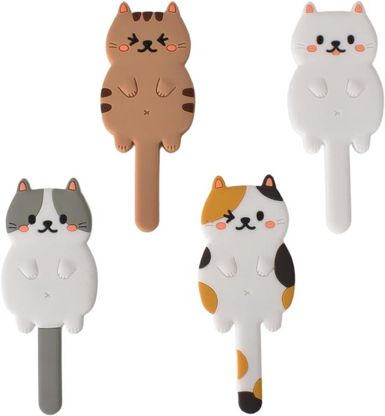 4 Katzen-schlüsselhaken, Originelle, Biegsame Magnethaken, Magnetischer Schlüsselhalter, Silikon-klebehaken Für Kühlschrank, Zuhause, Büro, Flur, Tür