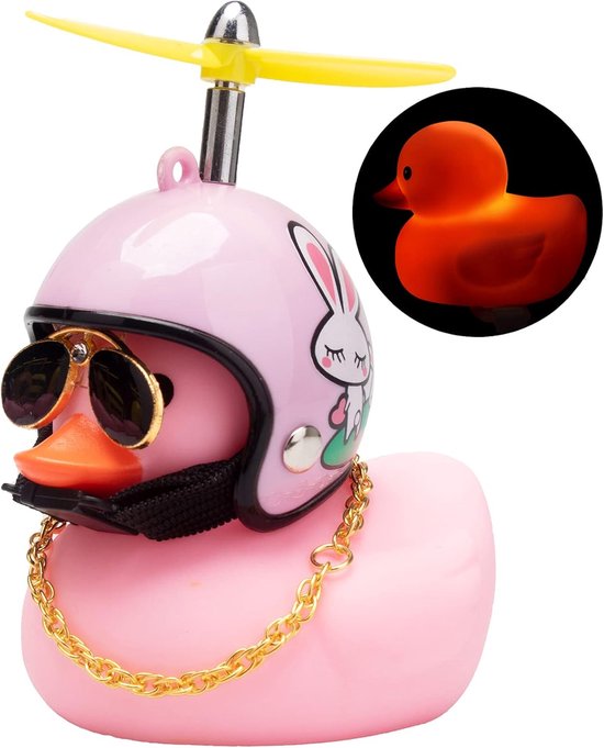 Auto-deko In Form Einer Rosa Gummiente Fahrradklingel In Entenform Armaturenbrett-deko In Form Einer Rosa Ente Fahrradklingel Mit Propellerhelm Gold
