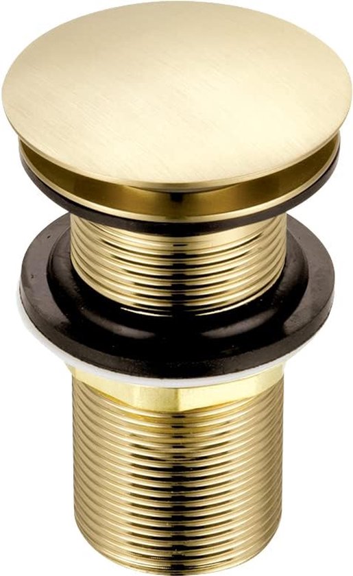 Ersatz-waschbeckenstöpsel, Gewölbt, Mit Druckverschluss, Gebürstetes Messing, Runder Standardanschluss G 1 1/4" Bsp, 1 Stück.