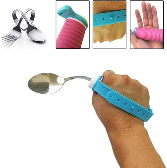 Adaptiver Löffel Bei Handzittern 360 Drehbarer Gebogener Löffel Mit Rutschfestem Griff Und Handschlaufe Für Ältere Menschen Und