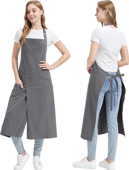 Geteilte Schürze Mit Taschen, Unisex-töpferschürze Mit Verstellbarem Riemen Für Keramikarbeiten