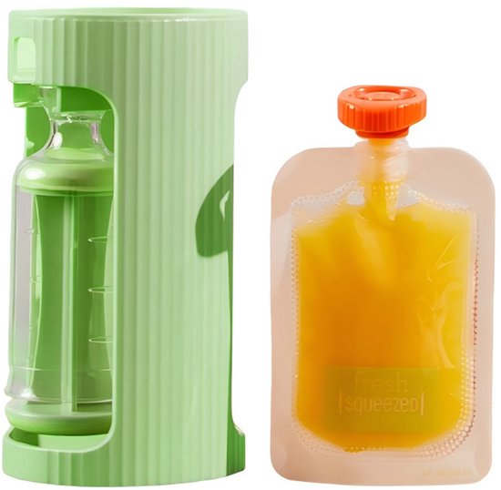 Abfüll- Und Quetschstation Für Babynahrung – Ideal Für Selbstgemachtes Püree – Inklusive 10 Quetschbeuteln (118 Ml) – Fruchtpürierstab Aus Kunststoff