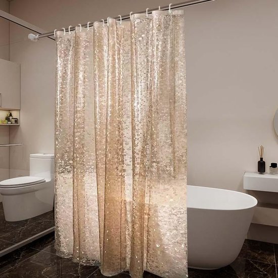 Transparenter Duschvorhang 180 X 180 Cm Für Badewanne, Schimmelresistent, Wasserdicht, Aus Peva-kunststoff, Inklusive Haken.