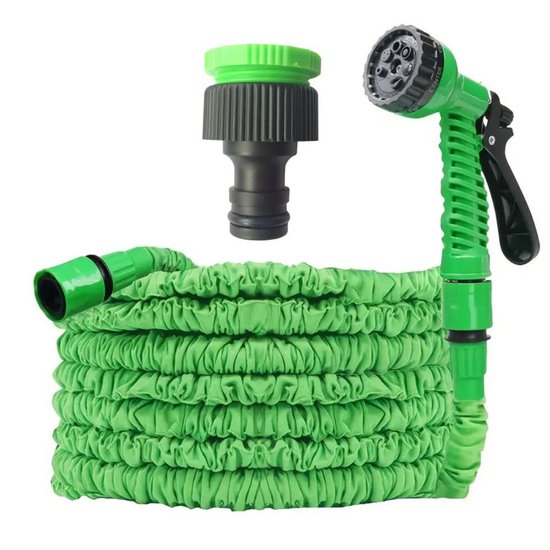 Ausziehbarer Gartenschlauch 15 M – Flexibel, 3-fach Ausziehbar, 8-fach Verstellbare Sprühdüse, 1,27 Cm / 1,9 Cm Anschlüsse