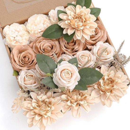 Künstliche, Leicht Abgenutzte Blumen Mit Stielen Für Brautsträuße, Tischdekorationen, Babypartys Und Innendekoration (farbe: Nude)