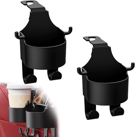 Set Mit 2 Haken Für Autositzlehnen, Getränkehalter Für Die Kopfstütze, 2-in-1-kopfstützenhaken-getränkehalter, Autositz-getränkehalter