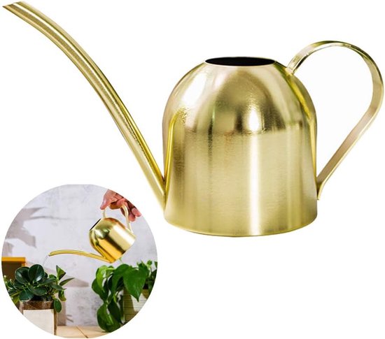 Gießkanne Aus Edelstahl – Klein Mit Langem Ausguss – Geeignet Für Gartenpflanzen, Drinnen Und Draußen – 500 Ml