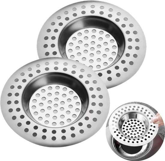 Abflusssieb – 2er-pack, Edelstahl, Für Küchenspülen, Gegen Verstopfung