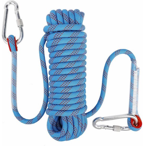 Kletterseil 10 M Doppelhaken Mit Statischem Sicherheitskarabiner Kletterseil 10 Mm Polyester-kletterseil Geeignet Für Rettung Wandern Klettern