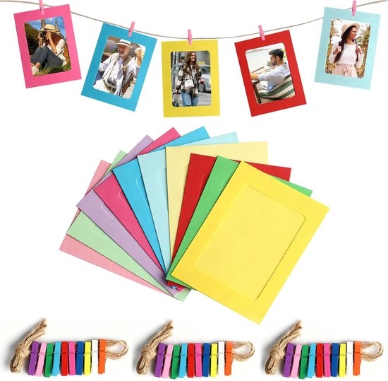 Bilderrahmen Aus Kraftpapier Bilderrahmen Aus Pappe Zum Selbermachen Fotogirlande Mit Holzklammern Und Hanfschnur Zum Aufhängen Als Mehrfarbig
