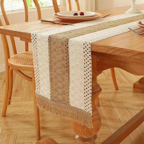 Tischläufer Im Boh Me-stil Mit Quasten Tischläufer Aus Leinengewebe Tischläufer Mit Lochmuster Im Landhausstil Geeignet Für Den Esstisch Im Als X 30