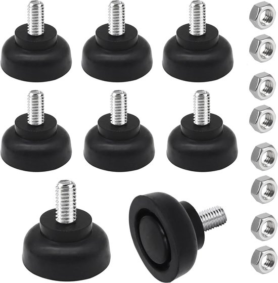 Set Mit 8 Verstellbaren M8-schraubgleitern Aus Gummi Verstellbare Füße M8 X 30 Mm Füße Mit Muttern Stoßdämpfer Rutschfest Für Möbel Tische Stühle