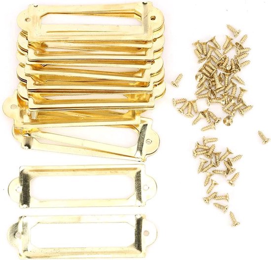 30 Stück, Metall-etikettenhalter, Namensschildrahmen, Schubladenetikettenhalter, Möbeletikettenhalter, Bibliotheksetiketten, Namensschildrahmen, 60 X 17 Mm, Gold