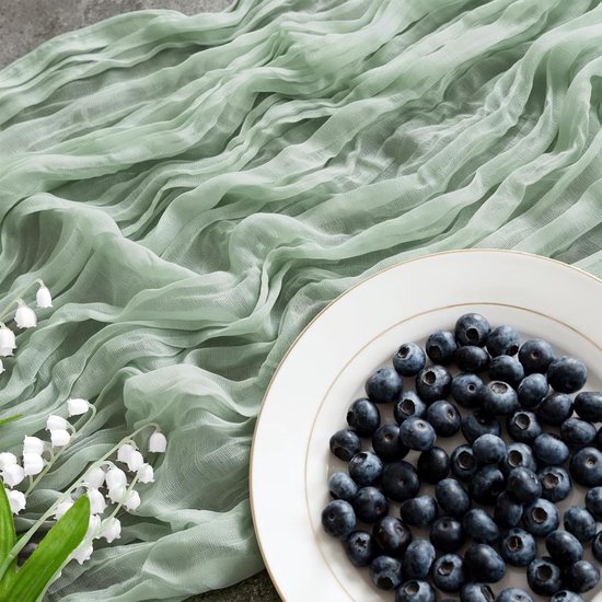 Salbeigrüner Tischläufer 300 X 90 Cm Küchentischläufer Aus Tüll Im Boho-stil Geeignet Für Hochzeiten Geburtstage Babypartys Bankettdekorationen Abs