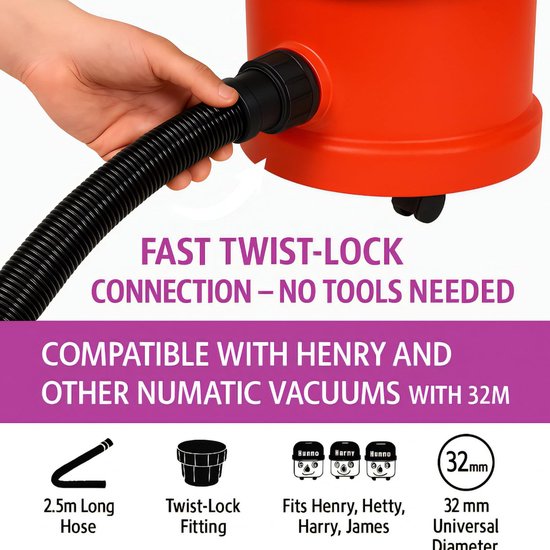 2 5 M Ersatzschlauch Passend Für Henry Hetty Staubsauger Universelles Staubsauger-ersatzteilset Mit 32-mm-anschluss Flexibler Langlebiger Passend 2,5
