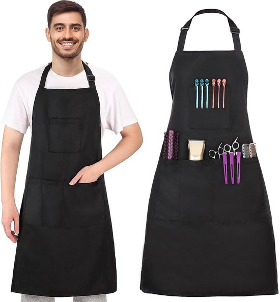 2-teilige Unisex-friseurschürze, Friseurschürze, Gartenschürze, Haushaltsschürze, Verstellbare Haarschneideschürze Mit Taschen