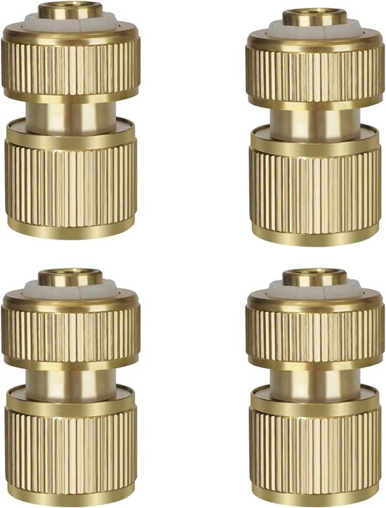 4-teiliger Messing-schnellverbinder Für Gartenschläuche, 1/2"-dehnbarer Gartenschlauch, Wasserablaufadapter Für Gartenarbeit Und Bewässerung