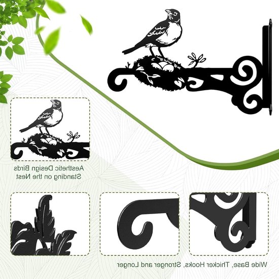 Set Mit 2 Metallhaken Für Pflanzen, Wanddekoration Für Blumen, Vogelfutterhäuschen Und Windspiele