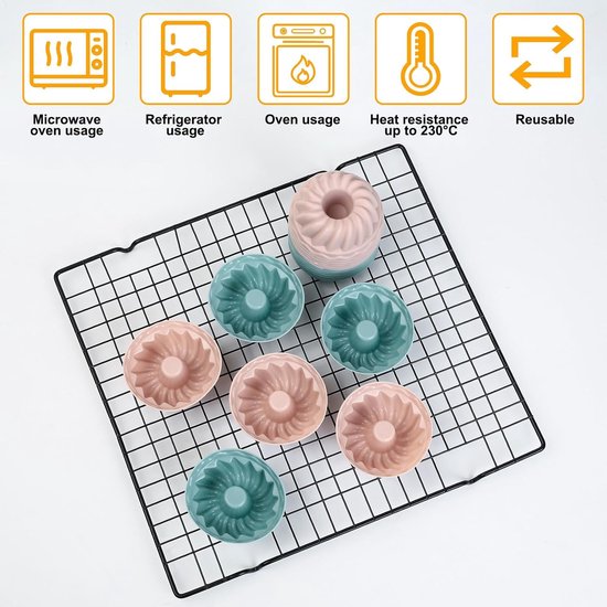 Mini-bundt-kuchenformen – Wiederverwendbar – 20 Stück – Silikon – Ø 6,5 Cm