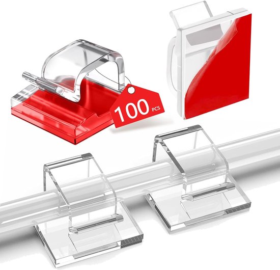Snelshoppen – 100 Stück Selbstklebende Kabelhalter – Kabelclips Für Kabelmanagement, Schreibtisch-organizer, Kabelführung, Haken Für Zuhause Und Büro