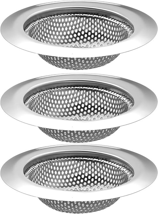 Set Mit 3 Edelstahl-abflusssieben Für Waschbecken Und Dusche – Haar- Und Schmutzfänger
