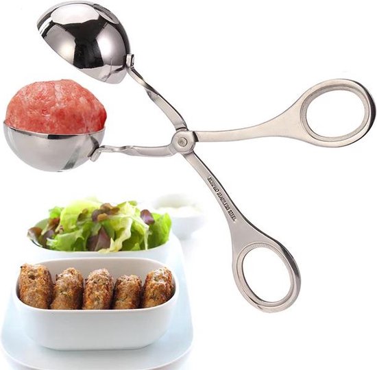 2-teilig Fleischbällchenzange Fleischbällchenwender Fleischbällchenformer Fleischbällchenlöffel Fleischbällchenzange Edelstahl Metall