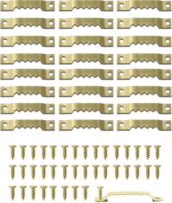 Zackenaufhänger – Bilderrahmenhaken – Wanddekoration Zum Aufhängen – Inkl. Schrauben – 4 Cm Lang – Gold