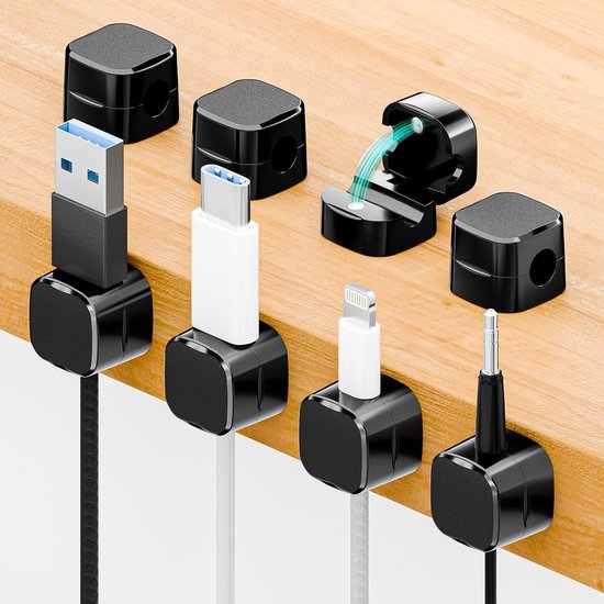 Selbstklebende Kabelclips – 8 Stück Zur Kabelorganisation Zu Hause Und Im Büro